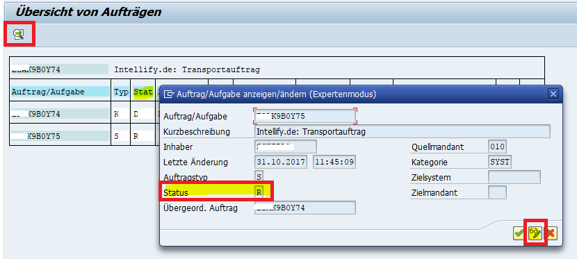 SAP Transportauftrag Freigabestatus: SAP Program RDDIT076 Change Transport Status